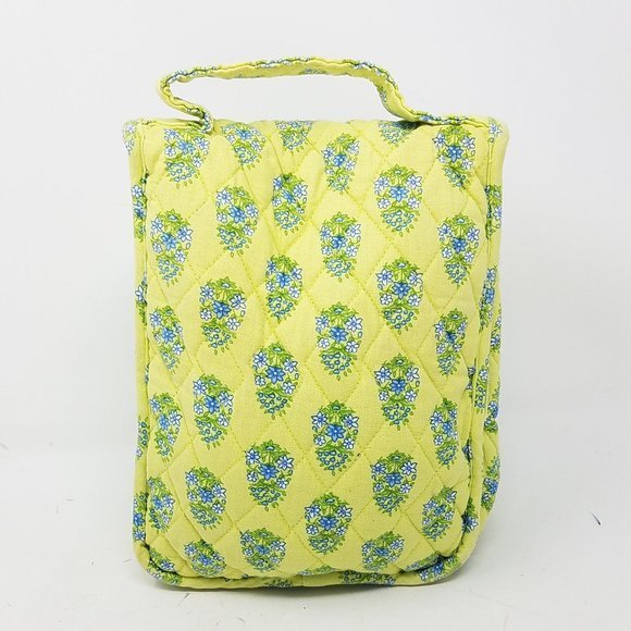 Vera Bradley bag lime green with blue‎ floral quilted lunch sack - Picture 2 of 10